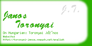 janos toronyai business card